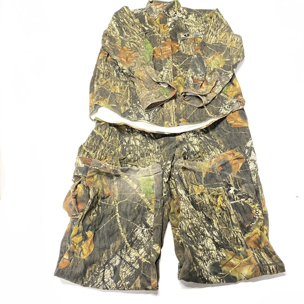 RUSSELL OUTDOORS Men s Camo Explorer Midweight Cargo Hunting Pants & Shirt Sz L